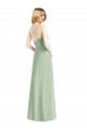 Vert Sauge Trapèze Bretelles spaghetti Mousseline Longue Robes demoiselle d'honneur Outlet