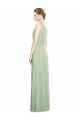 Vert Sauge Trapèze Col V Mousseline Longue Robes demoiselle d'honneur Outlet