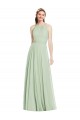 Vert Sauge Trapèze Licou Mousseline Longue Robes demoiselle d'honneur Outlet