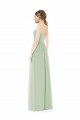 Vert Sauge Trapèze Sans bretelle Mousseline Longue Robes demoiselle d'honneur Outlet