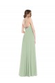 Vert Sauge Trapèze Scoop Mousseline Longue Robes demoiselle d'honneur Outlet