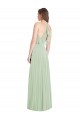 Vert Sauge Trompette Bretelles spaghetti Col V Mousseline Longue Robes demoiselle d'honneur Outlet