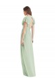Vert Sauge Trompette Col V Mousseline Longue Robes demoiselle d'honneur Outlet