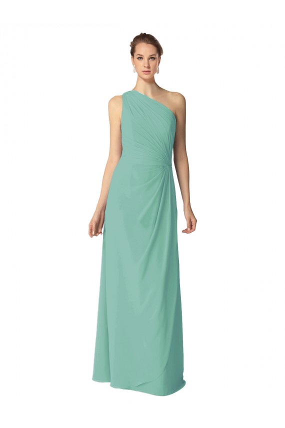 Vert de jade Trapèze Mousseline Longue Robes demoiselle d'honneur Outlet