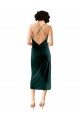 Vert foncé Fourreau Bretelles spaghetti midi Velours Stretch Courte Robes demoiselle d'honneur / Robes de soirée / Robes de cocktail Outlet