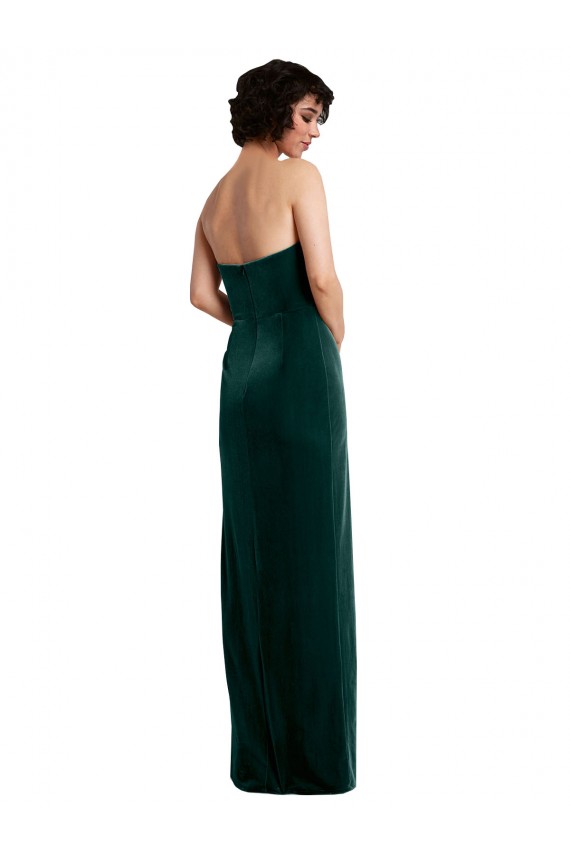 Vert foncé Fourreau Sans bretelle Velours Stretch Longue Formelles Robes demoiselle d'honneur / Robes de soirée / Robes de bal Outlet
