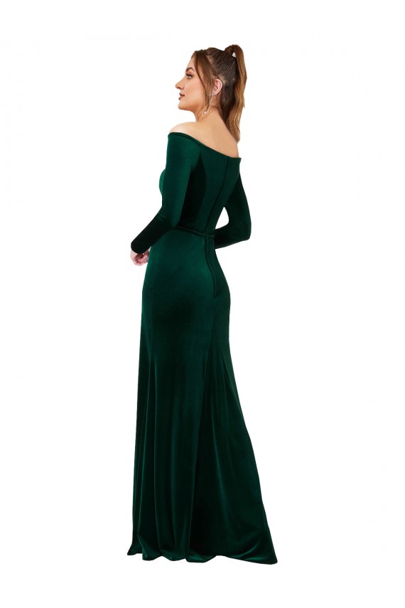 Vert foncé Fourreau Épaule Dénudée Velours Stretch Longue Formelles Robes demoiselle d'honneur / Robes de soirée / Robes de bal Outlet