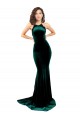 Vert foncé Sirène Col Haut Balayage train Velours Stretch Longue Formelles Robes demoiselle d'honneur / Robes de soirée / Robes de bal Outlet