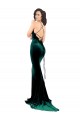 Vert foncé Sirène Col Haut Balayage train Velours Stretch Longue Formelles Robes demoiselle d'honneur / Robes de soirée / Robes de bal Outlet