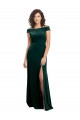 Vert foncé Trapèze Col Carré Velours Stretch Longue Formelles Robes demoiselle d'honneur / Robes de soirée / Robes de bal Outlet