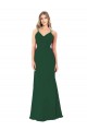 Vert foncé Trapèze Col V Mousseline Longue Robes demoiselle d'honneur Outlet