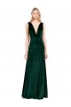 Vert foncé Trapèze Col V Velours Stretch Longue Formelles Robes demoiselle d'honneur / Robes de soirée / Robes de bal Outlet