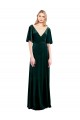 Vert foncé Trapèze Col V Velours Stretch Longue Robes demoiselle d'honneur / Robes de bal Outlet