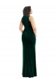 Vert foncé Trompette Col Carré Velours Stretch Longue Robes demoiselle d'honneur / Robes de bal Outlet