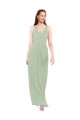 Vert fumée Fourreau Col V Mousseline Longue Robes demoiselle d'honneur Outlet