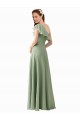 Vert fumée Trapèze Mousseline Longue Robes demoiselle d'honneur Outlet