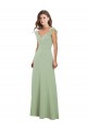 Vert fumée Trapèze Mousseline Longue Robes demoiselle d'honneur Outlet