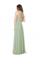 Vert fumée Trapèze Mousseline Longue Robes demoiselle d'honneur Outlet