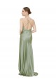 Vert fumée Trapèze Satiné Soyeux Longue Asymétrique Formelles Robes demoiselle d'honneur / Robes de soirée / Robes de bal Outlet