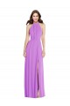 Violet Trapèze Licou Mousseline Longue Formelles Robes demoiselle d'honneur / Robes de soirée Outlet