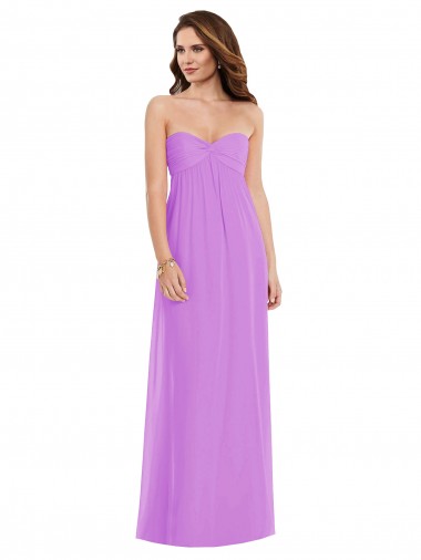 Violet Trapèze Mousseline Longue Robes demoiselle d'honneur Pas Chre