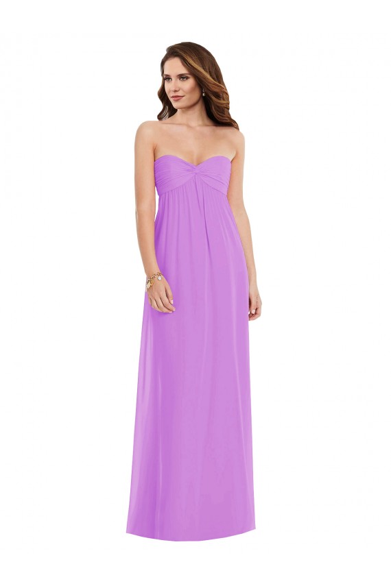 Violet Trapèze Mousseline Longue Robes demoiselle d'honneur Outlet