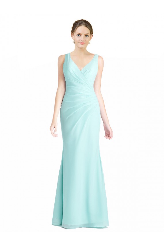 Waterfall Sirène Col V Mousseline Dentelle Longue Robes demoiselle d'honneur Outlet